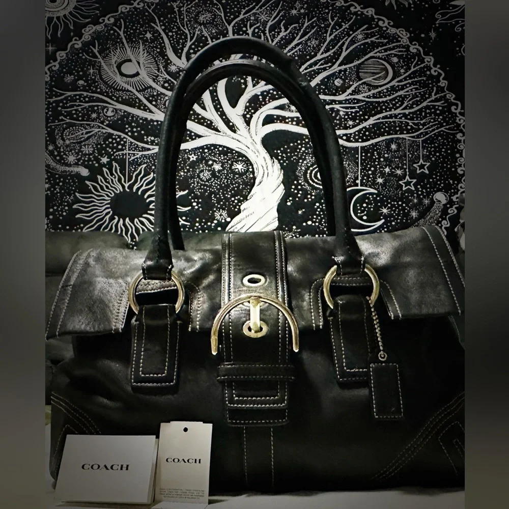 Vintage Y2K Coach tote bags Black Leather shoulder bag❌70% OFF SALE❌ make offer - Picture 3 of 17